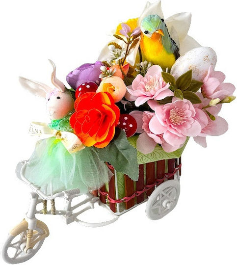 Decorațiuni Tematice Aranjament Floral De Paște Trandafiri Florile De Cireș Narcise Begonie Din Lemn În Coș Pe Suport Bicicletă