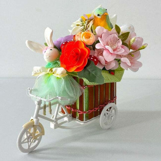 Decorațiuni Tematice Aranjament Floral De Paște Trandafiri Florile De Cireș Narcise Begonie Din Lemn În Coș Pe Suport Bicicletă