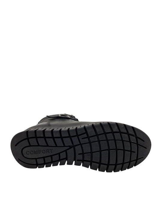 Leder Stiefeletten Damen mit Pelz Schwarz
