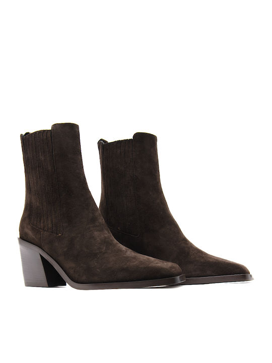 Braune Damen-Wildlederstiefeletten