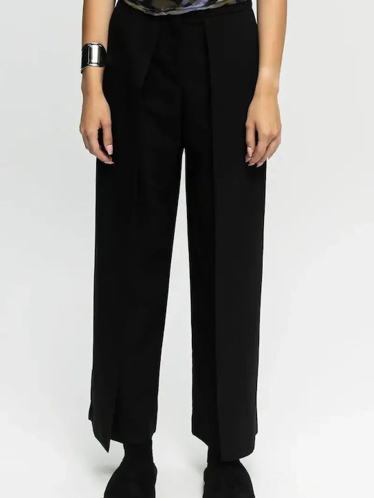 Pants Γυναικείο Ψηλόμεσο Υφασμάτινο Παντελόνι Black