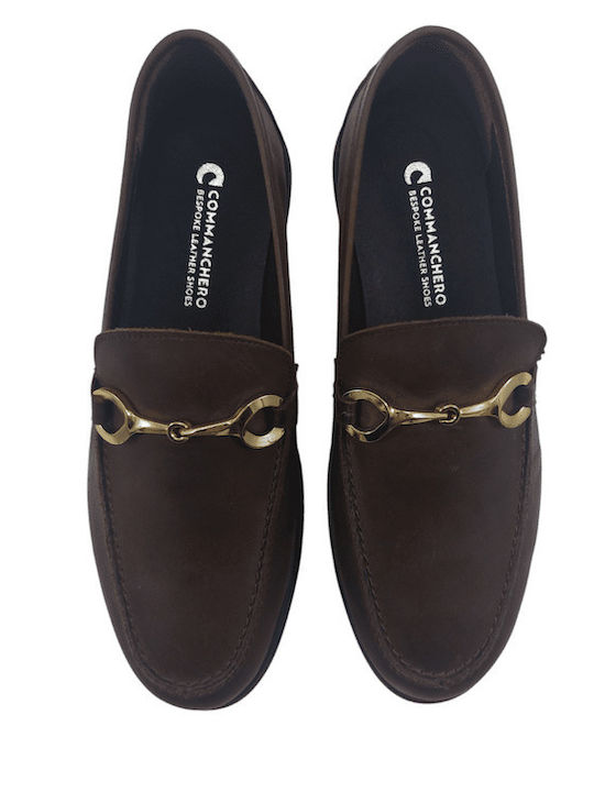 Leather Women's Loafers in Brown Color