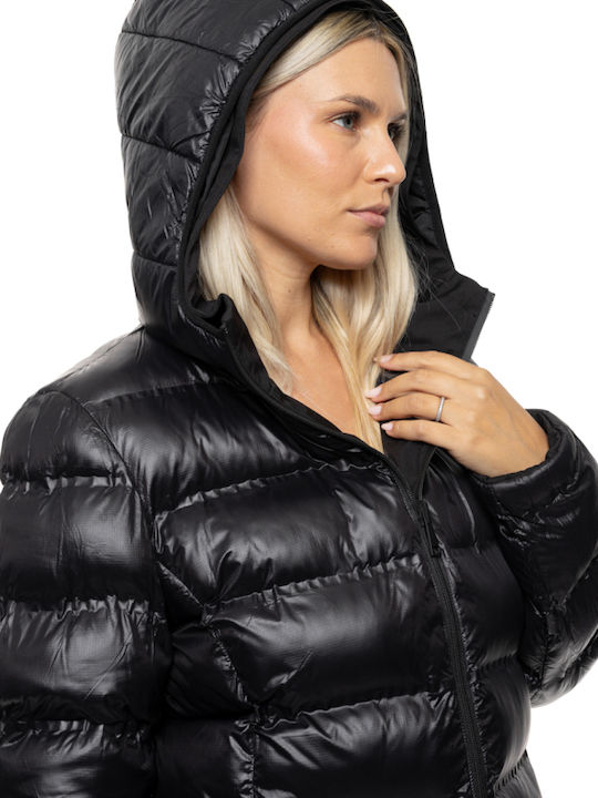 Women's Black Coat with Hood