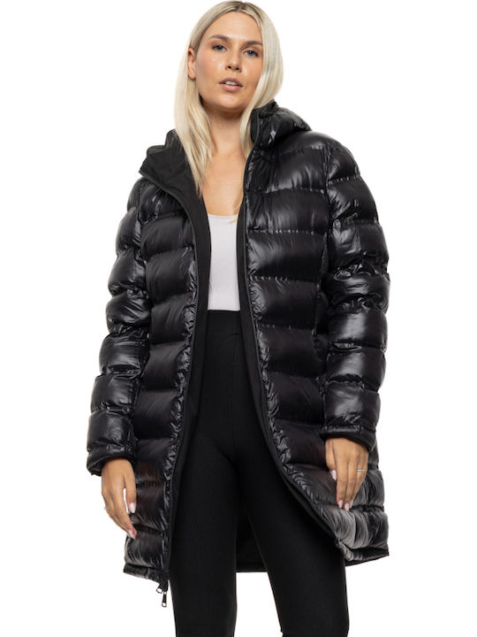 Women's Black Coat with Hood