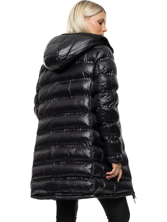 Women's Black Coat with Hood