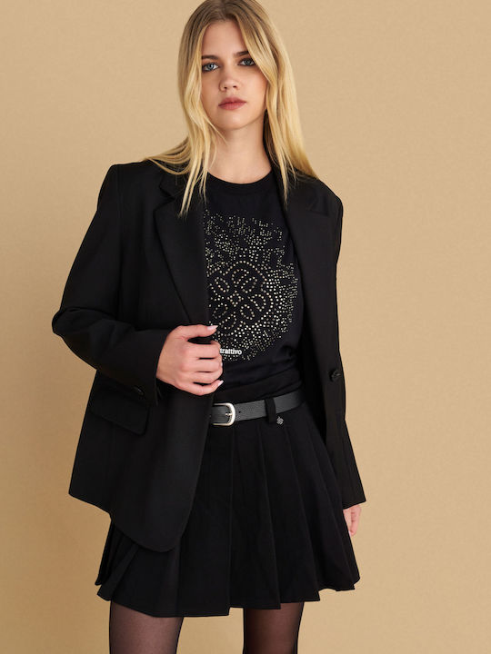 Plisat Mini Fustă Black