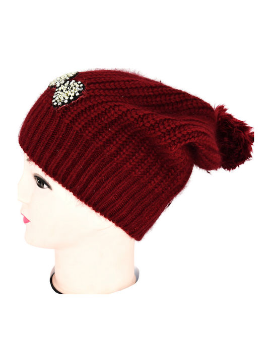 Beanie Beanie Knitted in Burgundy color