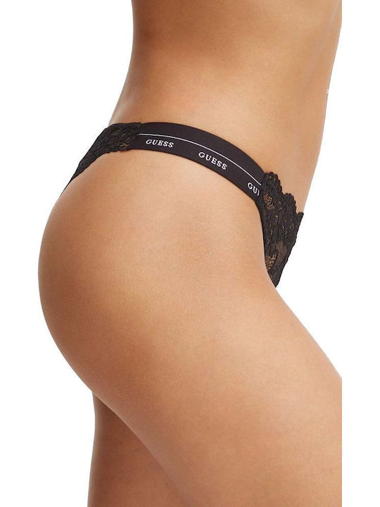 Women's String with Lace Black