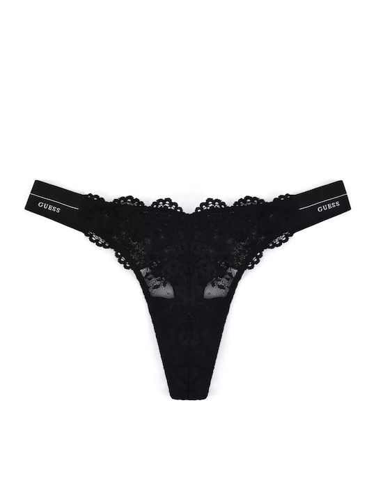 Women's String with Lace Black