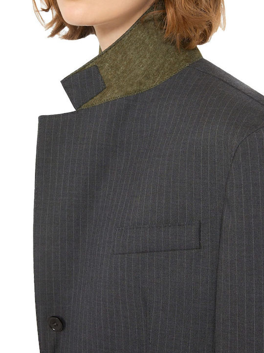 Max Mara Weekend Edmea Γυναικείο Σταυρωτό Σακάκι Σκούρο Γκρι