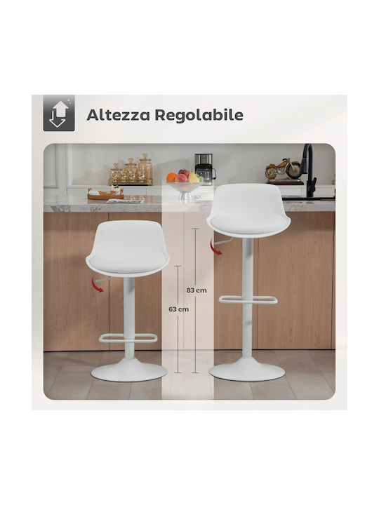 Stool Bar with Back & Adjustable Height White