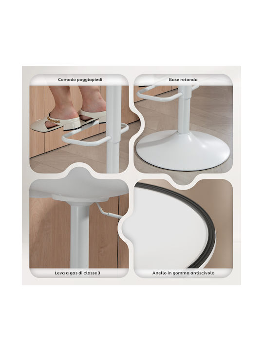 Stool Bar with Back & Adjustable Height White