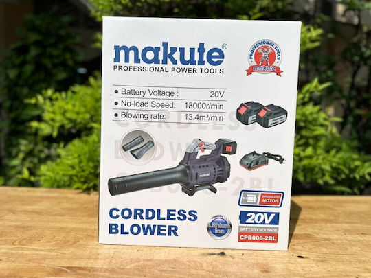 Makute Blower Handheld 20V with 2 Batteries 4Ah & Maximum Air Speed 187.2km/h