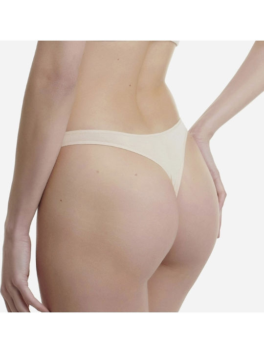 Bamboo Women's String 2Pack Beige