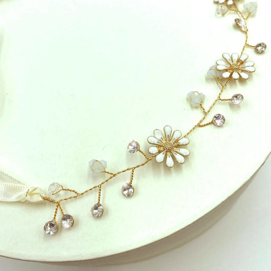 Hair Decoration Gold Daisies Crystals Beads Miley