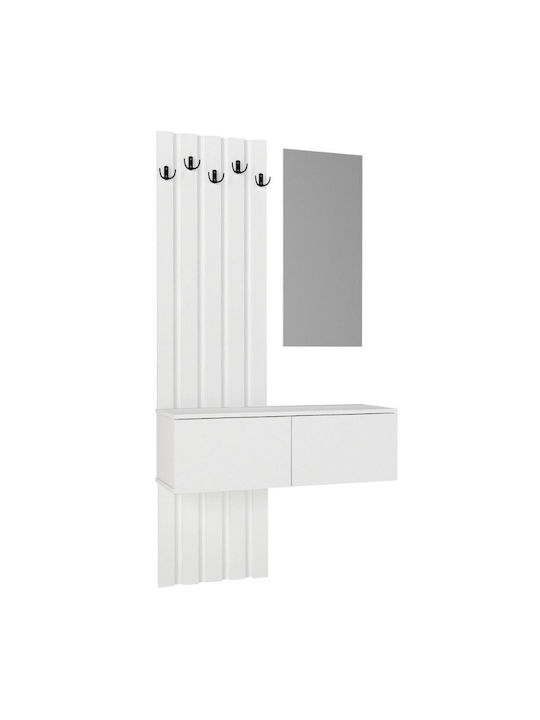 Eingangsmöbel mit Spiegel & Garderobe White 100x35x196.7cm