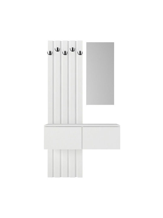 Eingangsmöbel mit Spiegel & Garderobe White 100x35x196.7cm
