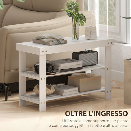 Entry Furniture with Shoe Rack & Bench White 70x28x45cm