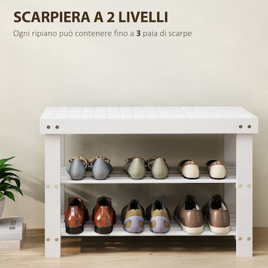 Entry Furniture with Shoe Rack & Bench White 70x28x45cm