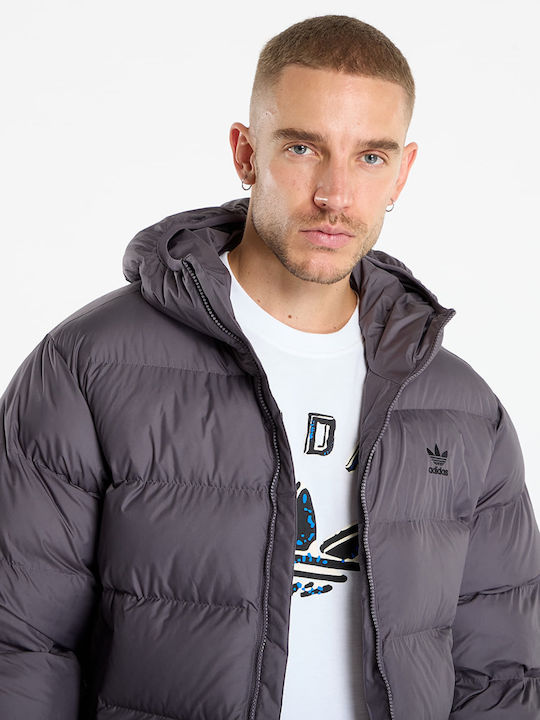 Tonal Hooded Puffer Jacket Μπουφάν Puffer Γκρι