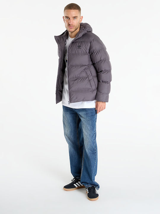 Tonal Hooded Puffer Jacket Μπουφάν Puffer Γκρι
