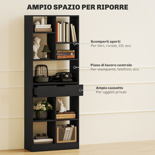 Bookcase Black 60x26x158cm