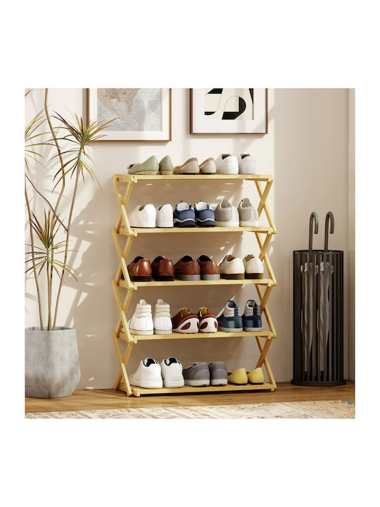 Bamboo Shoe Organizer Beige 60x29x88cm