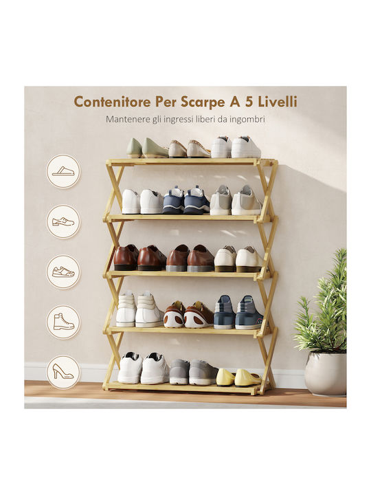 Bamboo Shoe Organizer Beige 60x29x88cm