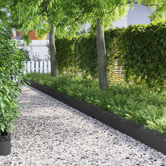 vidaXL Metal Garden Border in Black Color 1.03m x 22cm