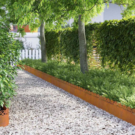 vidaXL Metal Garden Border in Brown Color 1.03m x 22cm