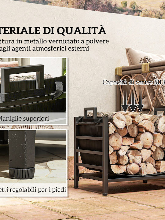 Outsunny Outdoor Indoor Firewood Rack Steel Carrying Bag Oxford Fabric 600d 49x34x44 Cm Black 842-355v00bk