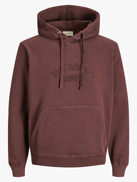 Jack & Jones Sweat Φούτερ Deep Mahogany, Dark Brown με Κουκούλα