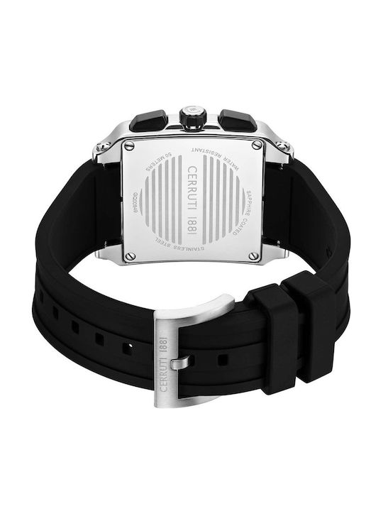 Cerruti Odissea Men's Watch Chronograph Battery with Black Rubber Strap