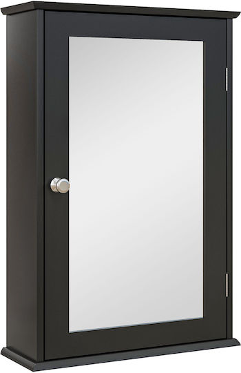 Kleankin Rectangular Bathroom Mirror Touch from MDF with Shelf & Cabinet 41x14cm Black