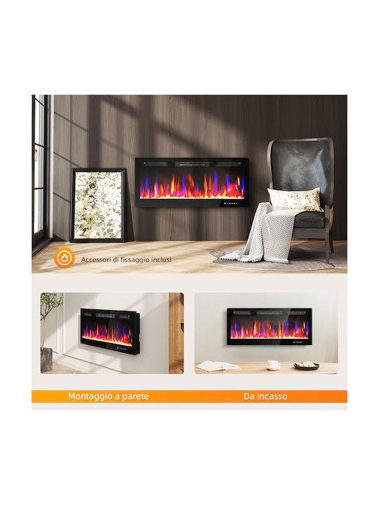 HomCom Επιτοίχιο Ηλεκτρικό Τζάκι 1800W