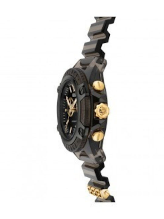 Versace Icon Damen Uhr Chronograph mit Gray Kautschukarmband