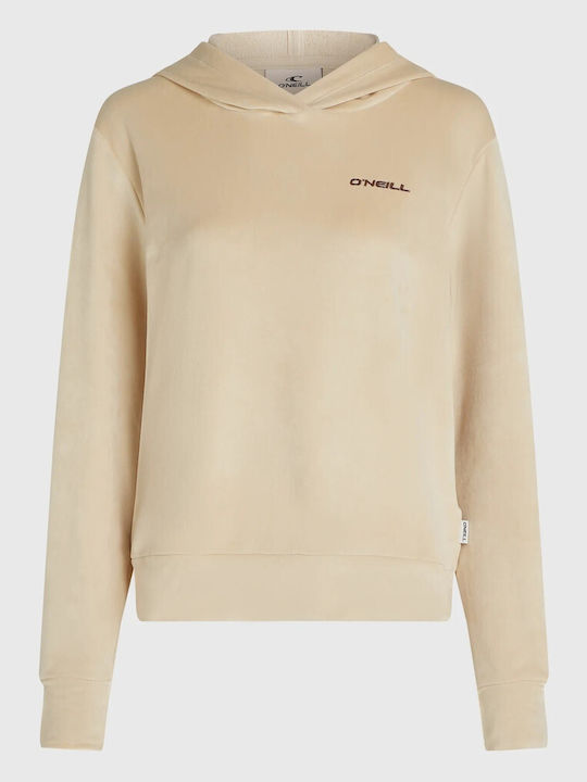 Women's Sweatshirt Velvet Hooded Ecru