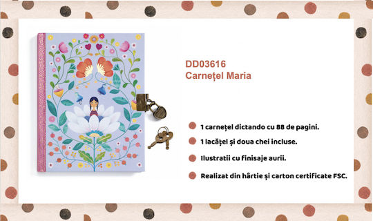 Djeco Notizbuch Geregelt mit Schloss Mehrfarbig