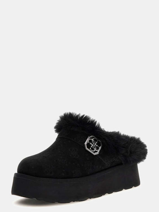 Mules with Chunky Heel in Black Color