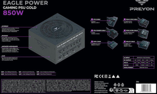 Preyon Nest Windy+ Gaming Midi-Turm Computergehäuse mit Seitenfenster Weiß + Netzteil PREYON EAGLE POWER GOLD 850W