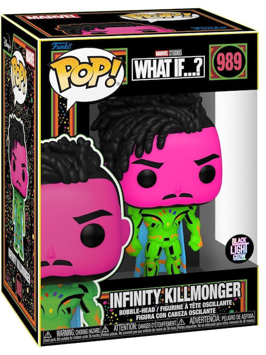 Funko Поп! Tees Marvel: Какво ще стане, ако...? - Infinity Killmonger (Черна светлина) (М) (Черна светлина) (L) Люлееща се глава Специално издание