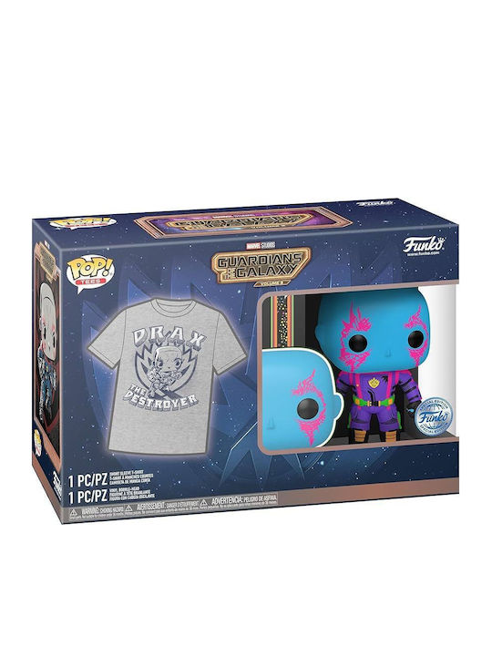 Funko Поп! Tees Marvel: Marvel - Tee Adult: Guardians of the Galaxy - Drax (Blacklight) Vinyl Figure and T-Shirt (L) (Черна светлина) Специално издание