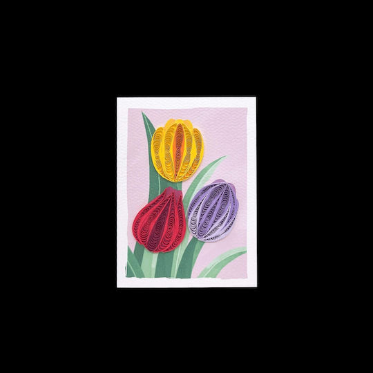 Geprägte Grußkarte Filigrana Origamo Mini 10x7,8cm Tulpen Mn007