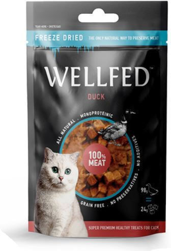Pet Interest Wellfed Freeze Dried Răsfățuri cu Rață Rață pentru Pisici Adulte 24gr