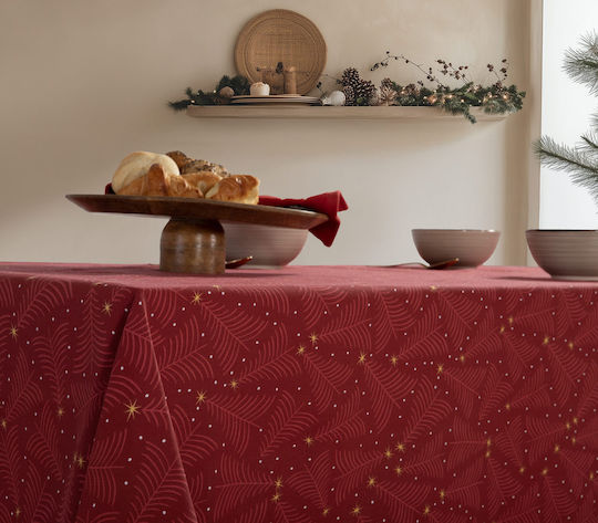 Nef-Nef Homeware December Weihnachtlich Tischtuch Stoff Rot L140xB140cm.