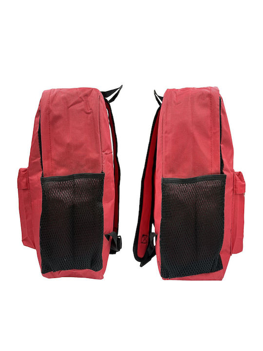 24home.gr School Backpack for Junior High-High School with Water Bottle Holder Red 31 x 13 x 41cm