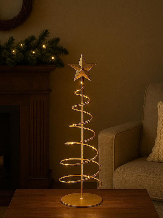 Christmas Decorative Illuminated Metal Tree 39cm Gold