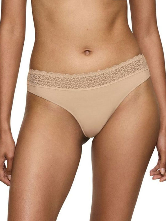 Feel Modal Damen Zeichenfolge mit Spitze Beige