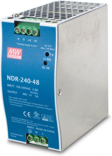 Planet Pwr-240-48 Industrial Din Rail Power Supply Adjustable 48-56v Dc 240w