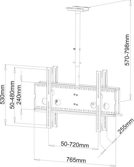 Art AR-21D TV Mount Ceiling with Arm up to 65" Black